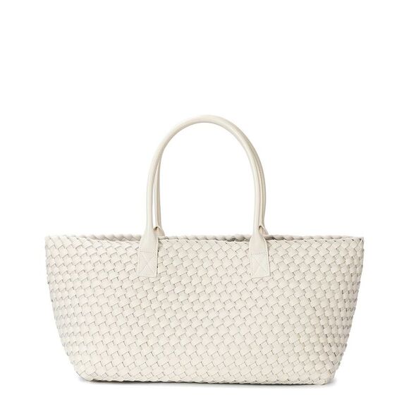 Tiffany & Fred Paris Large Hand-Woven Leather Tote Bag, White - Picture 1 of 3